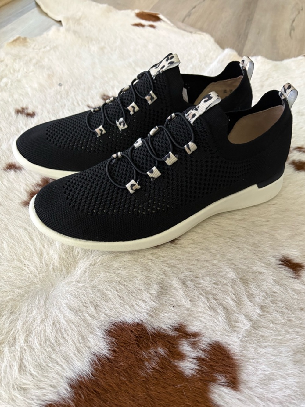 New! Life Stride Black Knit Slip-On Sneakers with White Sole